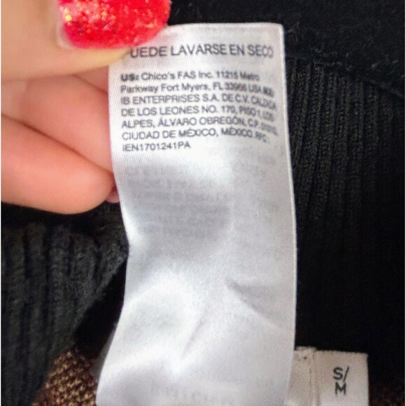 Chico’s Ruana Front Zip Sweater Knit Poncho Cape Cardigan Black Fall Floral S M - Picture 15 of 16